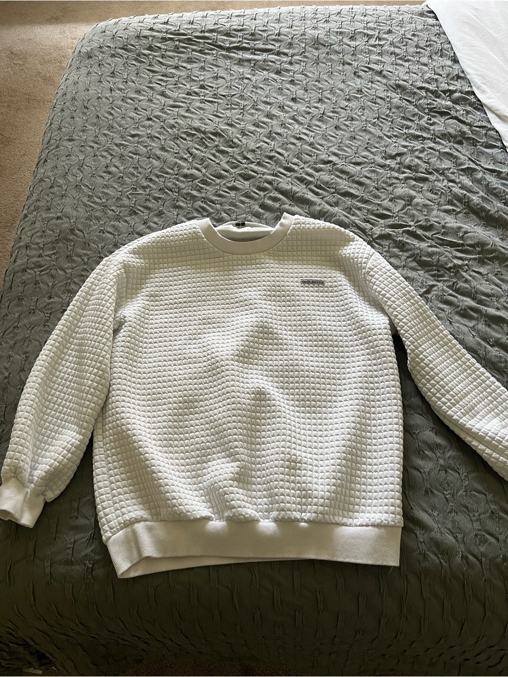 Men's Crewneck Textured Sweater - White